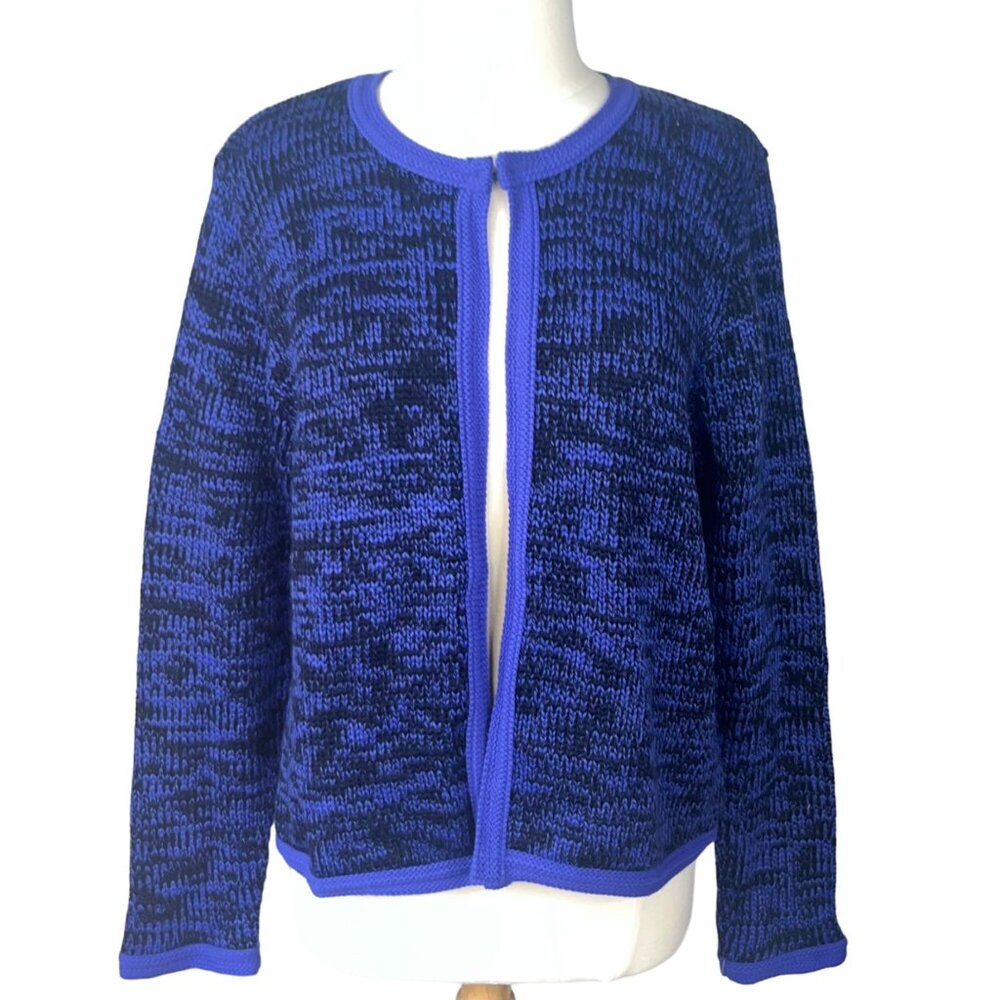 Karen Lessly Cardigan Sweater Womens 2X Blue Black New